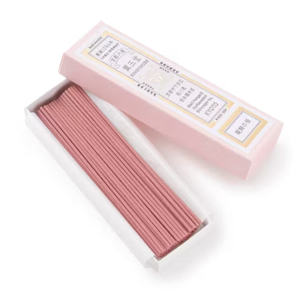 Box of pink incense sticks on a white background