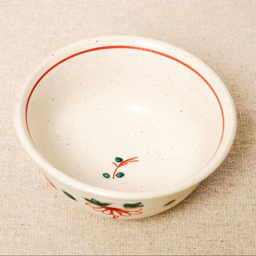 Peony and butterfly detail on Nakagawa Good Day Rice Bowl by Zoho Kiln