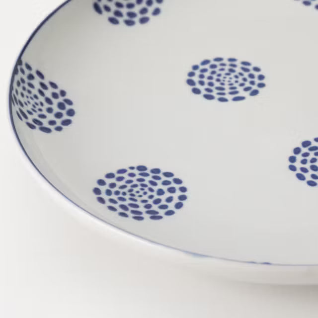 Arita Ware 22cm Plate - Blue Arabesque & Chrysanthemum