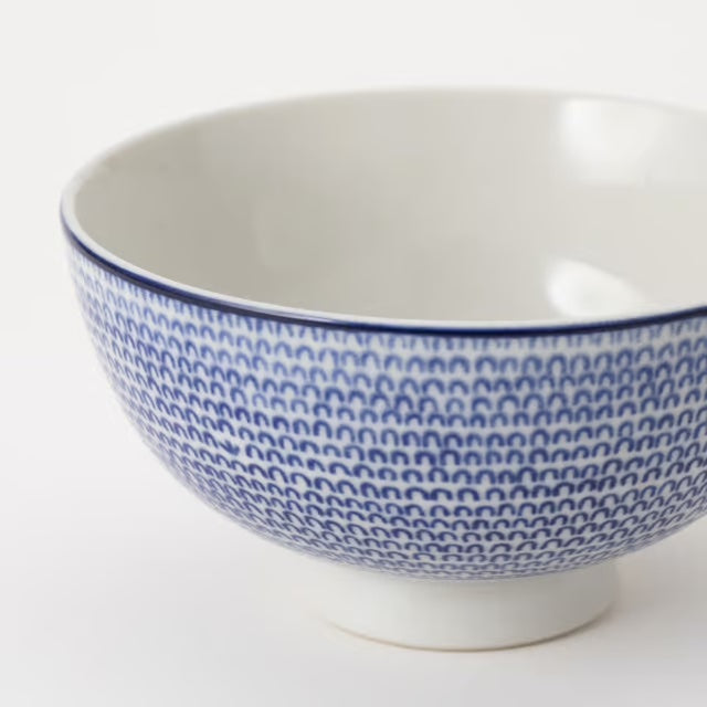 Arita Ware Rice Bowl - Blue Arabesque & Chrysanthemum