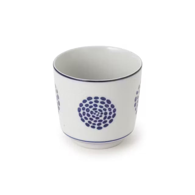 Arita Ware Tea Cup - Blue Arabesque & Chrysanthemum
