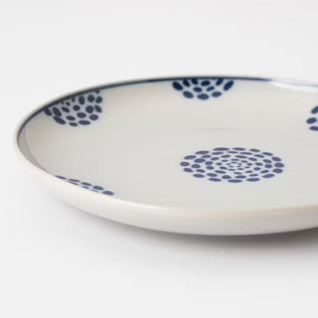 Arita Ware Small Plate - Blue Arabesque & Chrysanthemum