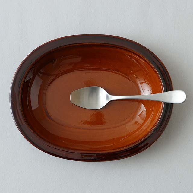 Banko Ware Oval Bowl - Glazed Amber
