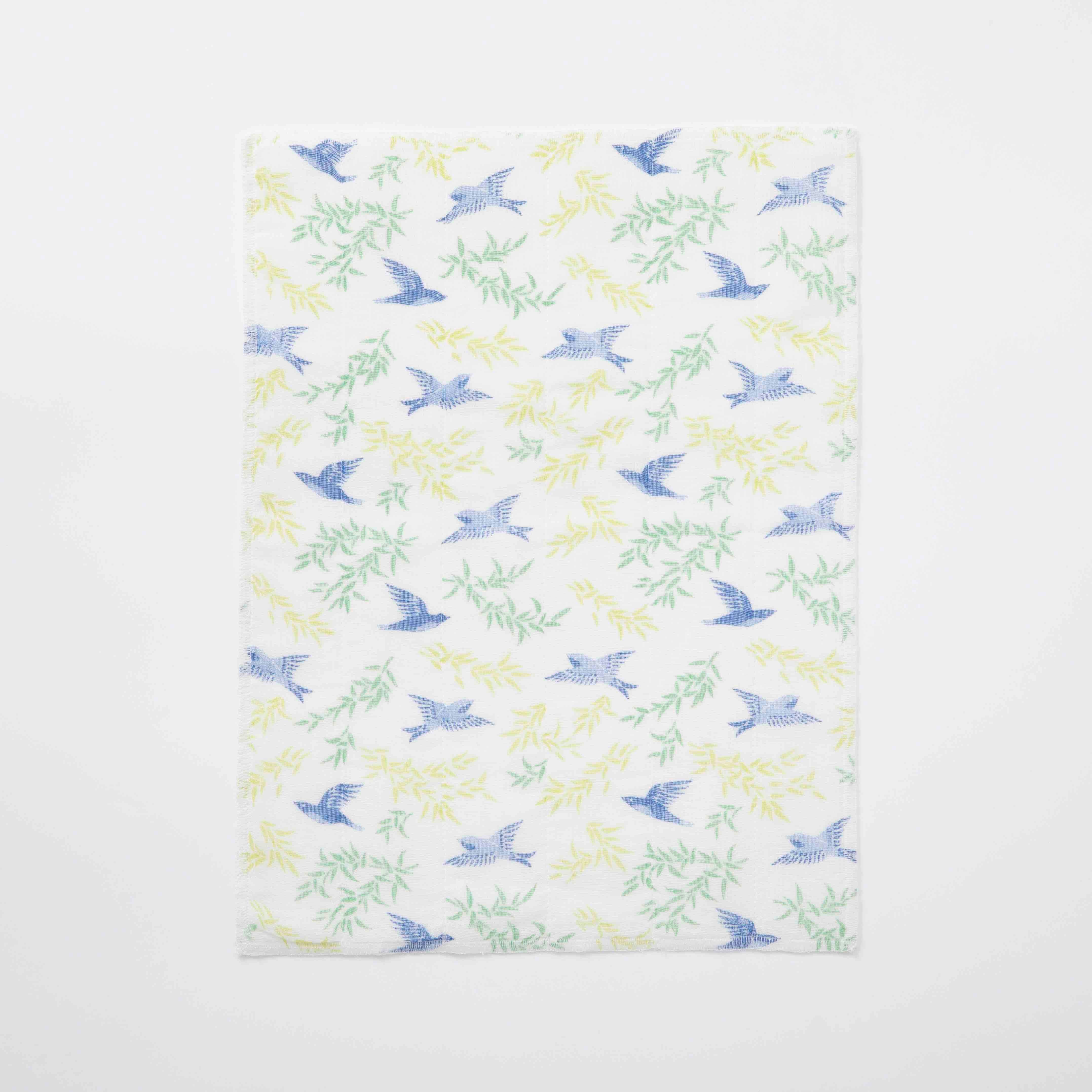 Kayaori Fukin Dishcloth - Blue and White Flycatcher