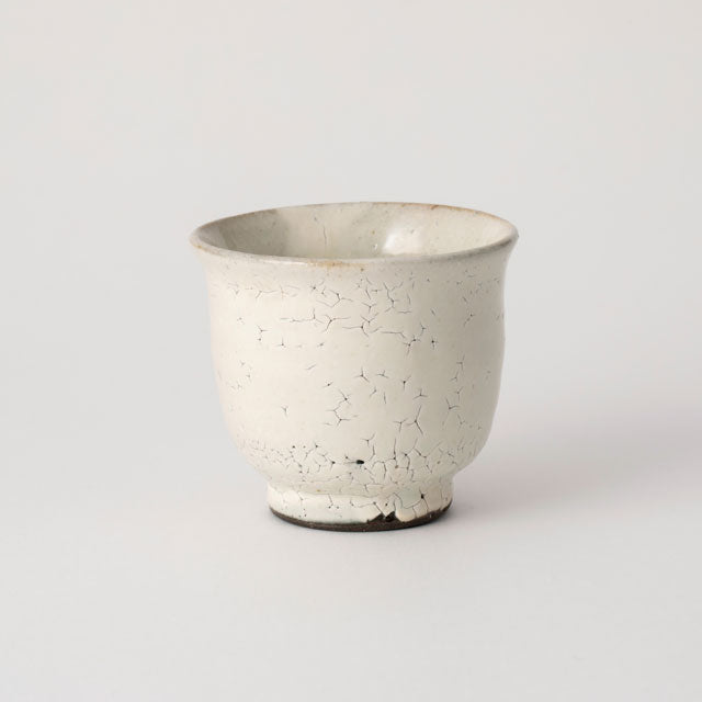 Mino Ware Small Tea Cup  - Cracked Powder White