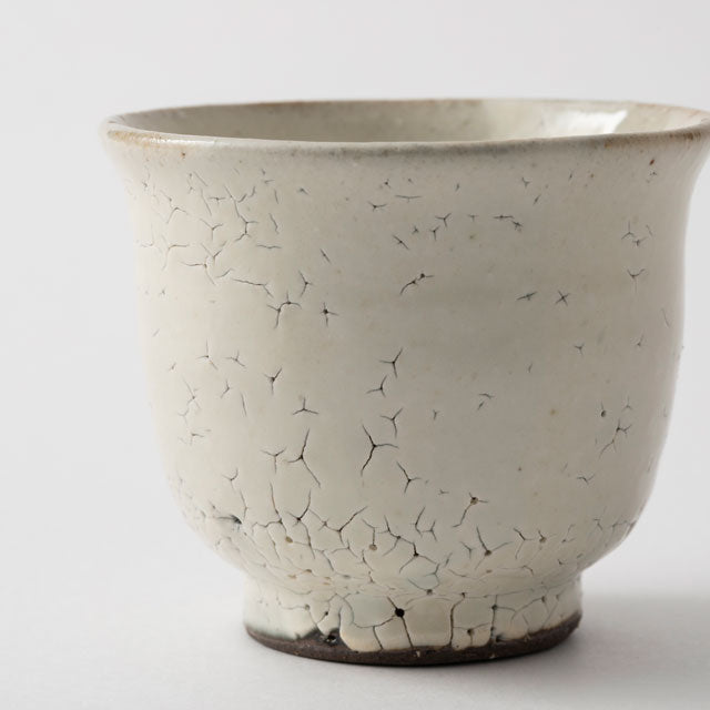 Mino Ware Small Tea Cup  - Cracked Powder White