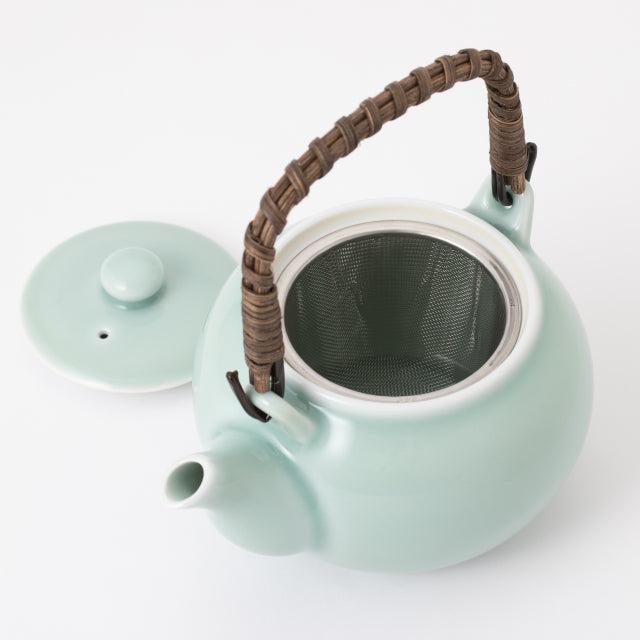 Nabeshima Kosen Kiln Celadon Top Handle Teapot  - Jade Glaze