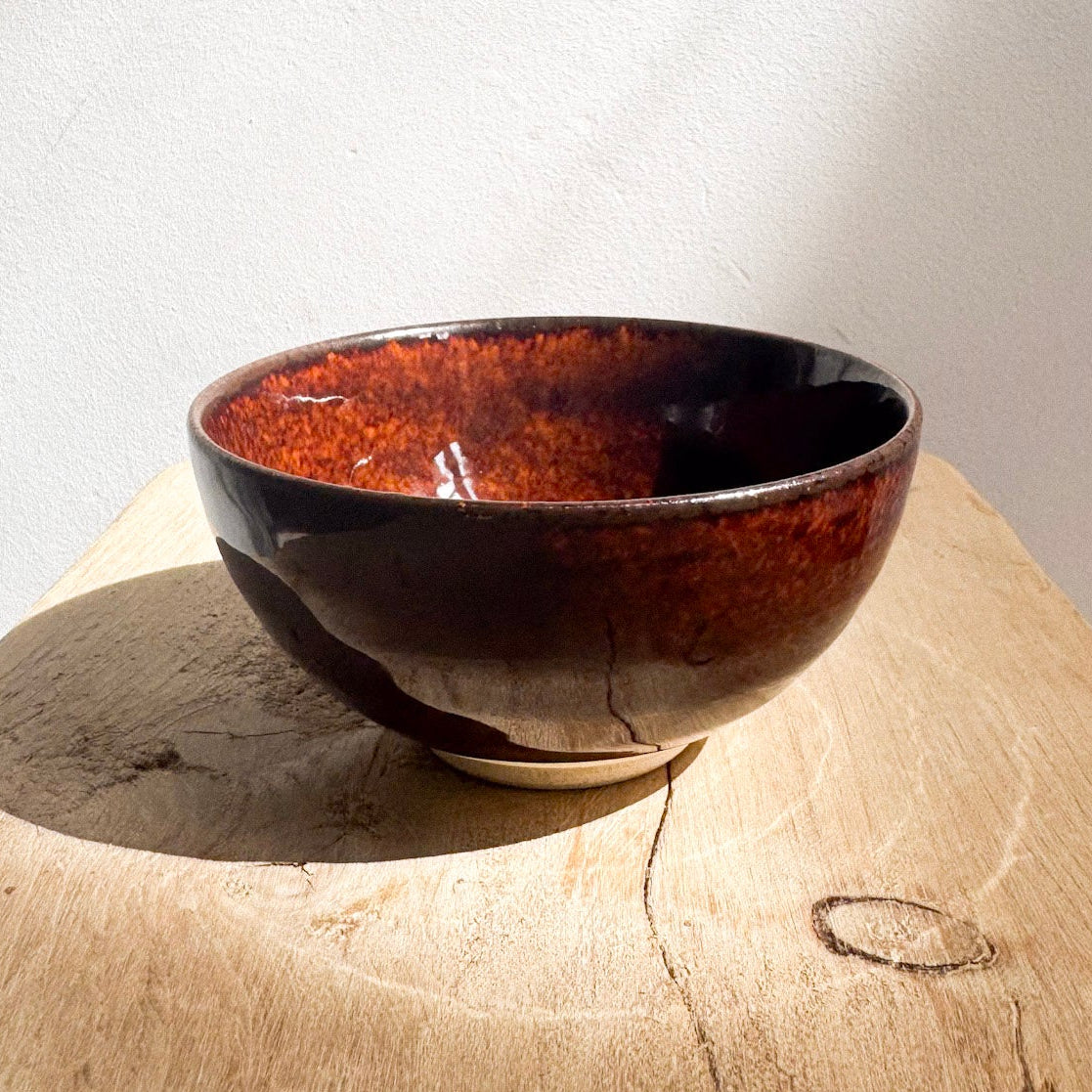 Seto ware ceramic bowl by Nakagawa, in a deep brown.